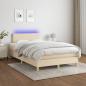 Preview: Boxspringbett mit Matratze & LED Creme 120x190 cm Stoff