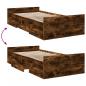 Preview: Bettgestell mit Schubladen Räuchereiche 90x200cm Holzwerkstoff