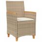 Preview: Gartenstühle mit Kissen 2 Stk. Beige Poly Rattan Massivholz