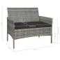 Preview: ARDEBO.de - Gartenbank 105 cm Poly Rattan Grau