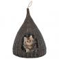 Preview: ARDEBO.de - Katzenhaus mit Kissen Grau 40x60 cm Naturweide Tipi