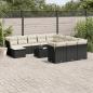 Preview: ARDEBO.de - 13-tlg. Garten-Sofagarnitur mit Kissen Schwarz Poly Rattan