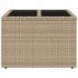 Preview: Gartentisch mit Glasplatte Beige 55x55x37 cm Poly Rattan
