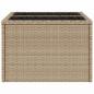 Preview: Gartentisch mit Glasplatte Beige 55x55x37 cm Poly Rattan
