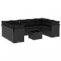 Preview: 10-tlg. Garten-Sofagarnitur mit Kissen Schwarz Poly Rattan