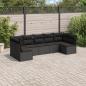 Preview: ARDEBO.de - 7-tlg. Garten-Sofagarnitur mit Kissen Schwarz Poly Rattan