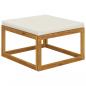 Preview: ARDEBO.de - Hocker mit Cremeweißem Kissen Massivholz Akazie