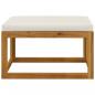 Preview: Hocker mit Cremeweißem Kissen Massivholz Akazie