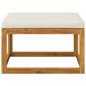 Preview: Hocker mit Cremeweißem Kissen Massivholz Akazie