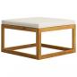 Preview: Hocker mit Cremeweißem Kissen Massivholz Akazie
