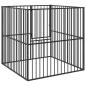 Preview: Hundelaufstall 4-tlg. Schwarz Verzinkter Stahl