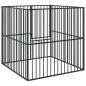 Preview: Hundelaufstall 4-tlg. Schwarz Verzinkter Stahl