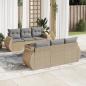 Preview: ARDEBO.de - 7-tlg. Garten-Sofagarnitur mit Kissen Beige Poly Rattan