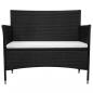 Preview: Gartenbank 90 cm Poly Rattan Schwarz