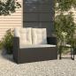 Preview: ARDEBO.de - Gartenbank mit Kissen Schwarz 105 cm Poly Rattan