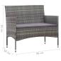 Preview: 2-tlg. Garten-Lounge-Set mit Auflage Poly Rattan Grau 