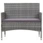 Preview: 2-tlg. Garten-Lounge-Set mit Auflage Poly Rattan Grau 