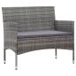 Preview: 2-tlg. Garten-Lounge-Set mit Auflage Poly Rattan Grau 
