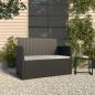 Preview: ARDEBO.de - Gartenbank mit Kissen Schwarz 105 cm Poly Rattan
