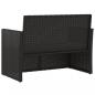 Preview: Gartenbank mit Kissen Schwarz 105 cm Poly Rattan