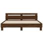 Preview: Bettgestell mit Kopfteil und LED-Beleuchtung Braun Eiche-Optik