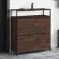 Preview: ARDEBO.de - Schuhschrank mit 4 Klappen Braun Eiche-Optik 100x34x112 cm