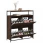 Preview: Schuhschrank mit 4 Klappen Braun Eiche-Optik 100x34x112 cm