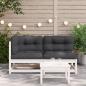 Preview: Gartensofa mit Kissen 2-Sitzer Weiß Massivholz Kiefer