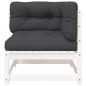 Preview: Gartensofa mit Kissen 2-Sitzer Weiß Massivholz Kiefer