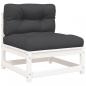 Preview: Gartensofa mit Kissen 2-Sitzer Weiß Massivholz Kiefer