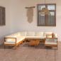Preview: ARDEBO.de - 9-tlg. Garten-Lounge-Set mit Creme Auflagen Massivholz Akazie