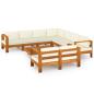 Preview: 9-tlg. Garten-Lounge-Set mit Creme Auflagen Massivholz Akazie