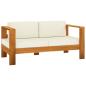 Preview: 9-tlg. Garten-Lounge-Set mit Creme Auflagen Massivholz Akazie