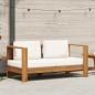 Preview: ARDEBO.de - Gartensofa mit Kissen 140 cm Akazien Massivholz Cremeweiß