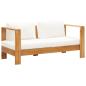 Preview: Gartensofa mit Kissen 140 cm Akazien Massivholz Cremeweiß