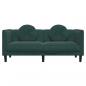 Preview: Sofa mit Kissen 2-Sitzer Dunkelgrün Samt