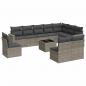 Preview: 11-tlg. Garten-Sofagarnitur mit Kissen Grau Poly Rattan