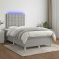Preview: Boxspringbett mit Matratze & LED Hellgrau 120x190 cm Stoff