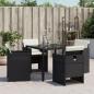 Preview: Gartenstühle mit Kissen 4 Stk. Schwarz Poly Rattan
