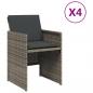 Preview: Gartenstühle mit Kissen 4 Stk. Grau Poly Rattan
