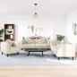 Preview: ARDEBO.de - 3-tlg. Sofagarnitur mit Kissen Creme Samt