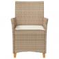 Preview: Gartenstühle mit Kissen 2 Stk. Beige Poly Rattan Massivholz