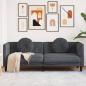Preview: ARDEBO.de - Sofa mit Kissen 3-Sitzer Dunkelgrau Samt