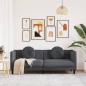 Preview: Sofa mit Kissen 3-Sitzer Dunkelgrau Samt