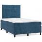 Preview: ARDEBO.de - Boxspringbett mit Matratze Dunkelblau 120x190 cm Samt
