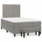 Preview: ARDEBO.de - Boxspringbett mit Matratze Hellgrau 120x190 cm Samt