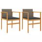 Preview: Gartenstühle mit Kissen 2 Stk. Grau Poly Rattan Massivholz