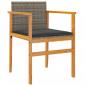 Preview: Gartenstühle mit Kissen 2 Stk. Grau Poly Rattan Massivholz