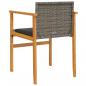 Preview: Gartenstühle mit Kissen 2 Stk. Grau Poly Rattan Massivholz