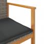 Preview: Gartenstühle mit Kissen 2 Stk. Grau Poly Rattan Massivholz